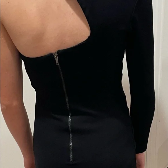 Chic Asymmetrical Black Dress with Silver Accents by Functional - Picture 6 of 6